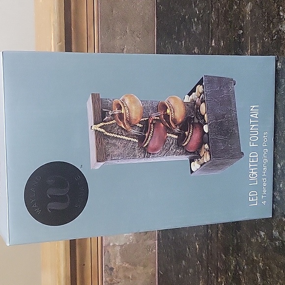 NIB Wayland Square LED Lighted Fountain 4 Tiered Hanging Pots - Picture 1 of 10